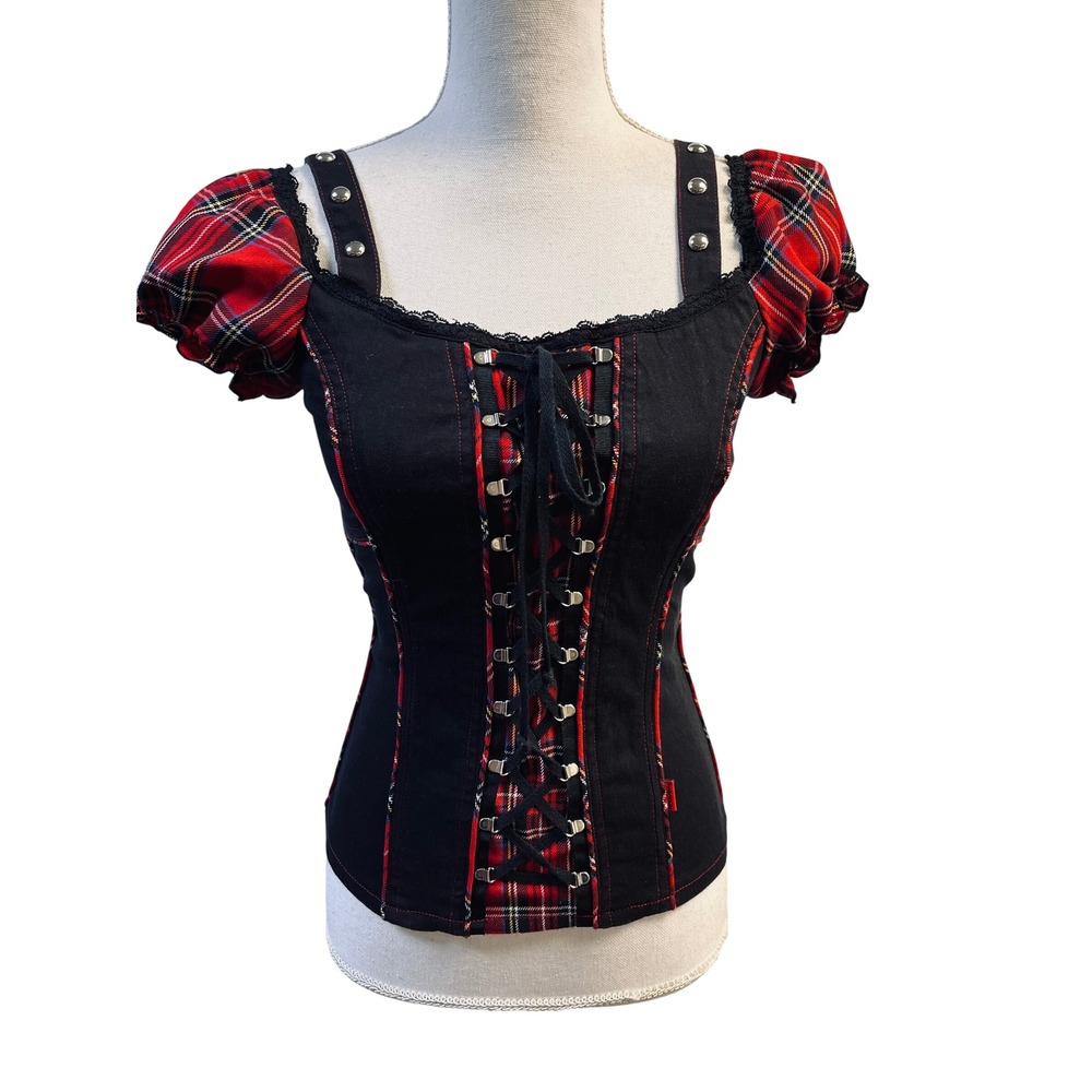 Tripp NYC Milkmaid Corset Top Small Lace Up Dark Coquette Ren Faire Punk Rock